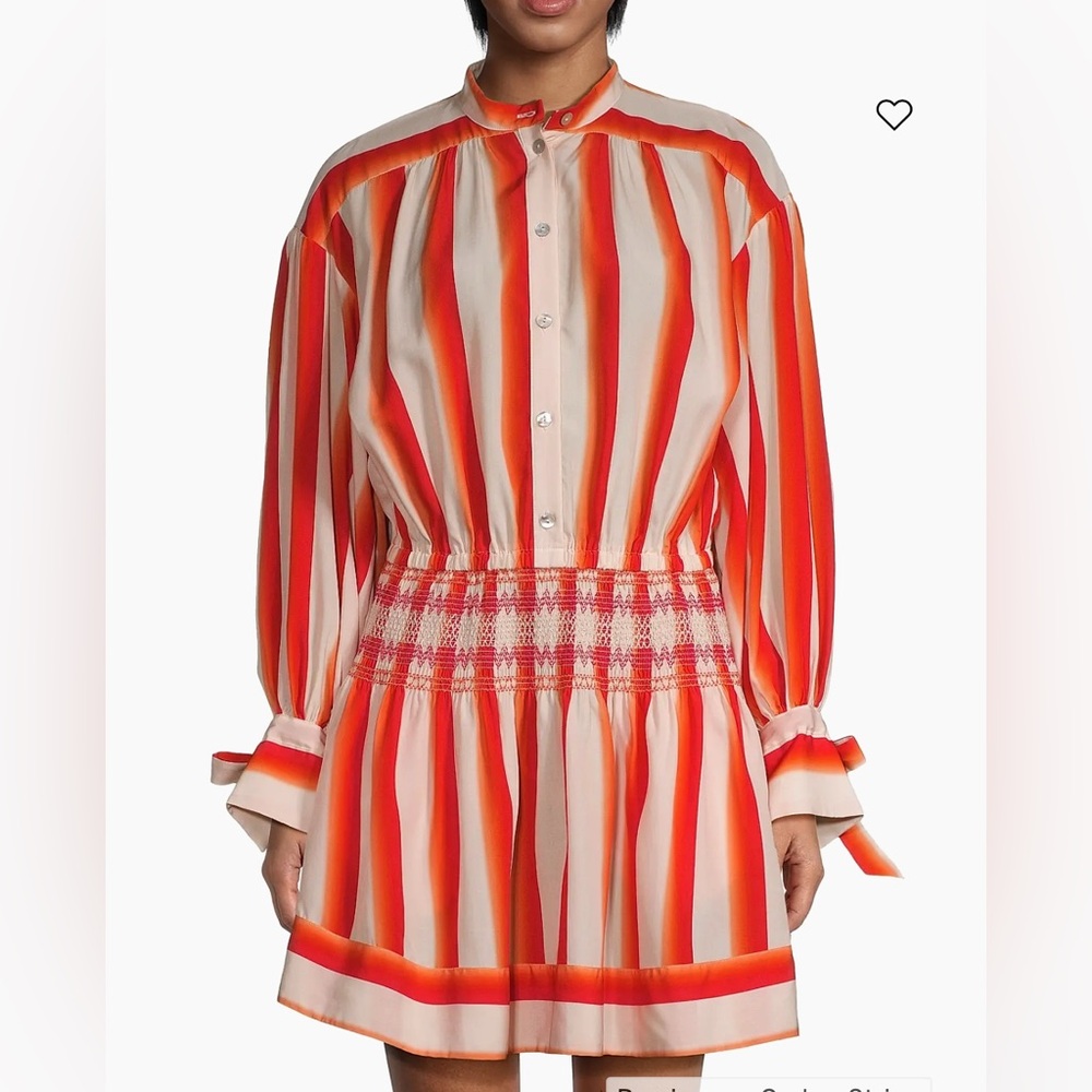 Hope For Flowers Striped Orange and White mini Shirt Dress